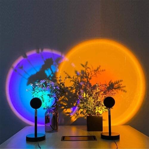 LED Sunset Lamp Live Background Atmosphere Light USB Night Light Rainbow Sunset Red Projector Desk Lamp for Bedroom Wall Decor