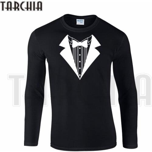TARCHIA Hot Selling 3D Print Suit Collar Mens Long Sleeve T-Shirt 100% Cotton Boy Women Wear Cool Fashion T Shirt Plus Size