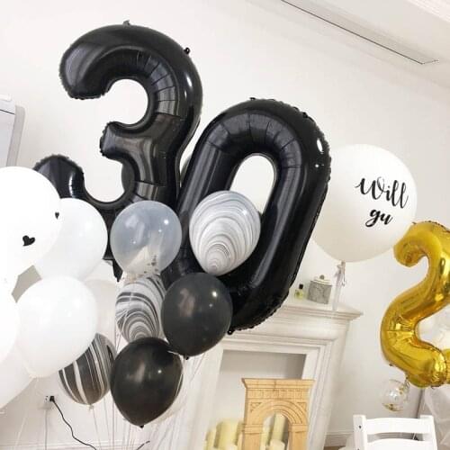 32&40'' Black Number Balloon foil balloons 0 1 2 3 4 5 6 7 8 9 Black Birthday Anniversary celebration Baby Shower party balloons