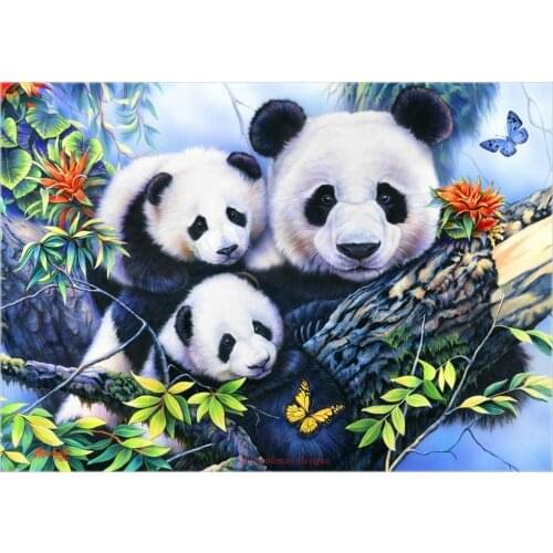 Embroidery Counted Cross Stitch Kits Needlework - Crafts 14 ct DMC color DIY Arts Handmade Decor - Panda Family