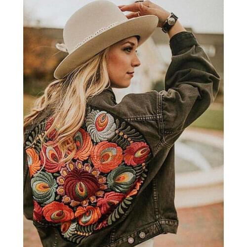 Gypsylady Oversized Embroidered Denim Jacket Black Casual Chic Winter Jacket Women Bohemian Warm Jacket Coat 2020 New Chaquetas