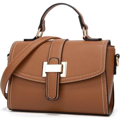 2021 Ladies Retro Fashion One-Shoulder Handbag All-Match Messenger Bag PU Solid Color Stitching Flap Horizontal Small Square Bag