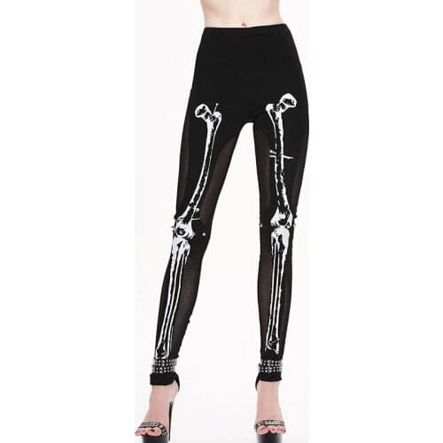 Punk Cotton Fitness Leggings Trousers Fashion Skull Printed Women Pants High Waist Womens Pencil Pants Plus Size Pants
