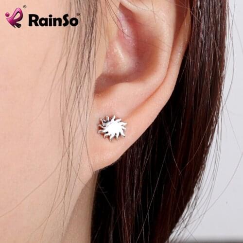Rainso 2020 Sun Design Stud Earrings for Women Stainless steel Magnetic Earrings Clip On No Ear Hole Stud Earrings Gifts