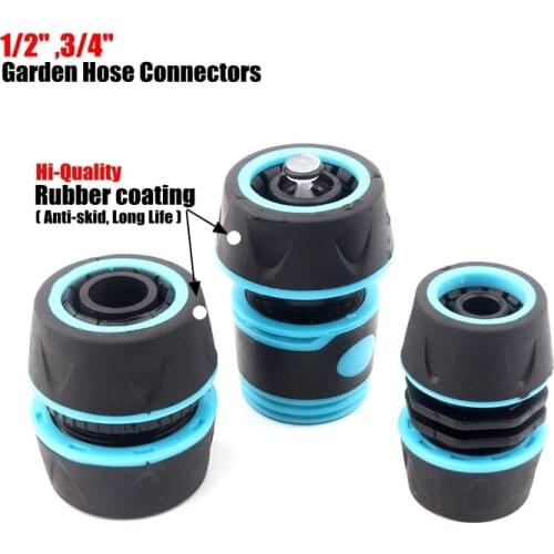 1pc 1/2" 3/4" Garden Hose Quick Connectors ABS Rubber Coating Faucet Fast Joint Irrigation Car Wash Pipe Repair Connector Hi-QUA