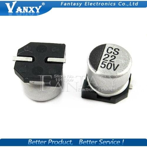 10PCS Electrolytic capacitor 50V22UF 6.3*5.4mm SMD aluminum electrolytic capacitor 22uf 50v