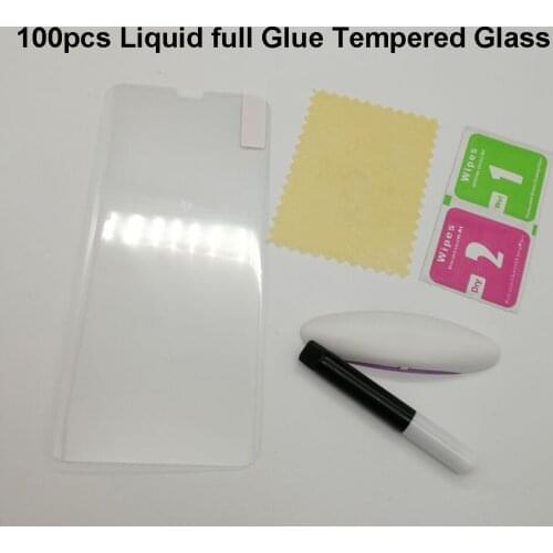 100pcs For Samsung Galaxy S10 S10edge Note 8 9 S8 S9 S7Edge Screen Protector Liquid Full Cover Tempered Glass&UV Lamp&Glue