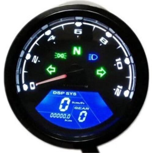 12V Motorcycle Racing Odometer Gauge LCD Screen Digital Speedometer Tachometer Universal