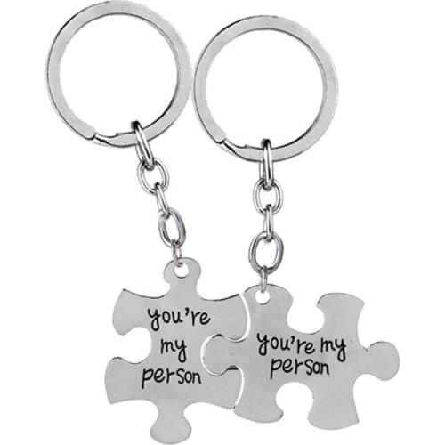 2pc You're My Person Puzzle Alloy Keychain Set Valentines Day Best Friend Gift Couples Key Chain Wedding Anniversary Jewelry