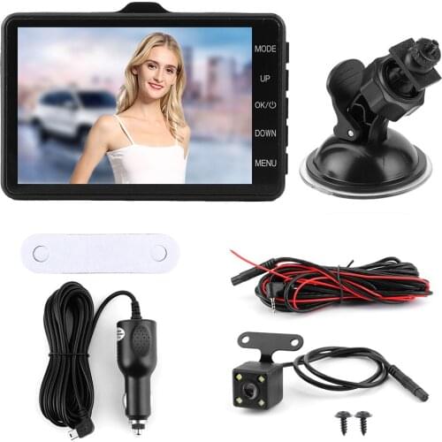 3.5in FHD 1080P Driving Recorder Dual Camera 140° Wide Angle G-Sensor Loop Recording Car DVR