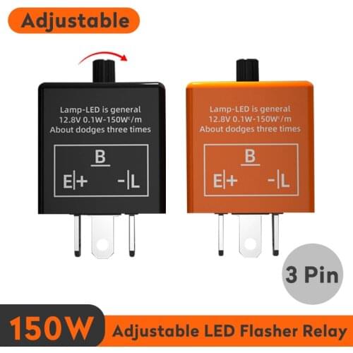 3 Pins LED Flasher Relay for Motorcycle 150W Adjustable Flash Relay Universal DC12V Flowing Water Turn Signal Light Relay