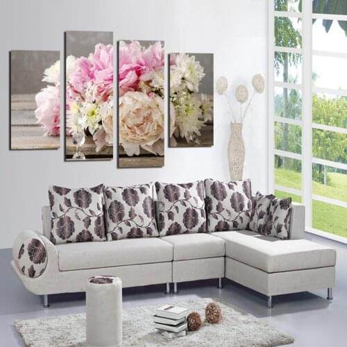 4pcs/set Colorful flowers painting Oil Painting Flower On Canvas pictures for living room Home Decor wall Unframed F18856