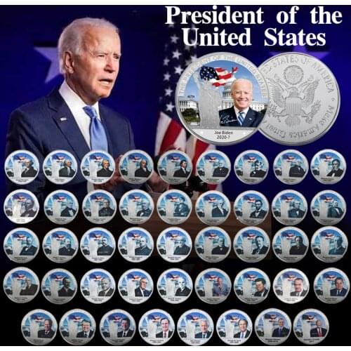 45pcs New US Presidents Silver Plated Coins Collectibles with Coin Holder Donald Trump Original Coins Gift Souvenir Dropshipping