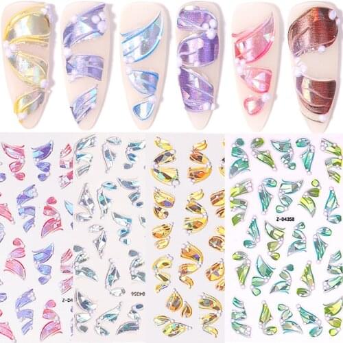 5D Nail Stickers Embossed Nail Stickers Embossed Three-dimensional Ribbon Nail Stickers Nail Decals Nail Art Decorations