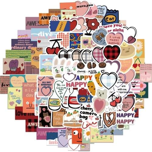 90PCS Ins Korean Mazzzzy Stickers DIY For Fridge Laptop Phone Bottle Bicycle Decal Kids Gift Pvc Toy Waterproof Stickers