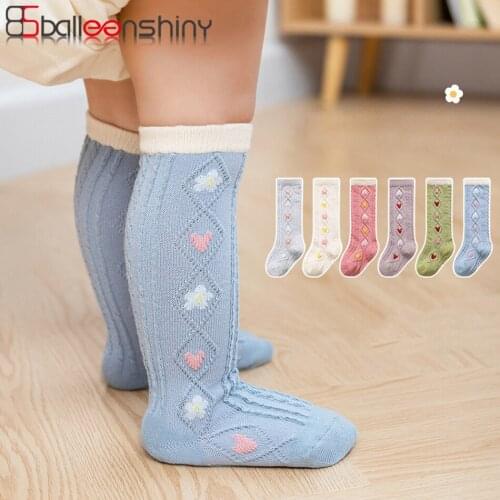 Balleenshiny Vertical Stripes Over The Knee Socks for Infants Children Baby Small Flower Socks Cartoon Newborn Toddler Socks