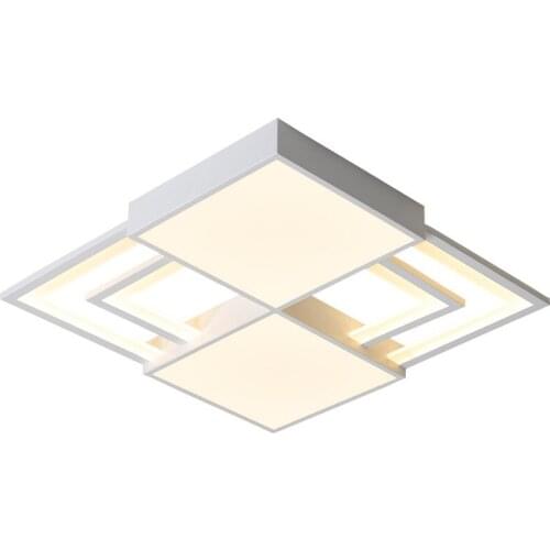 White Square Modern Led Ceiling Lamp Indoor Lighting Metal+Acrylic Ceiling Lights for Bedroom Living Room Hotel Hall Dimmable