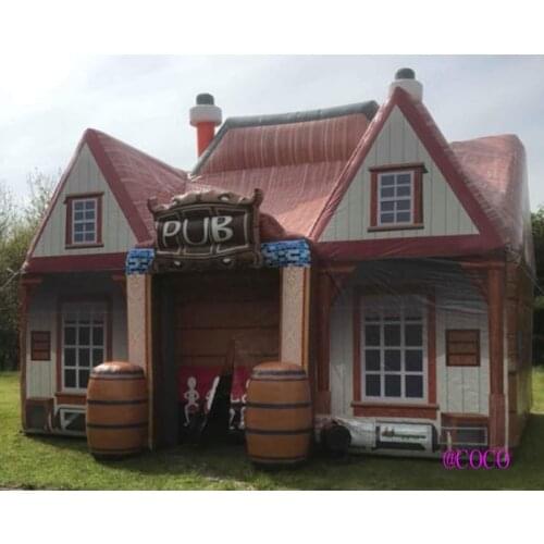 Free air ship to door, custom made 8x5m inflatable irish bar, outdoor portable wedding party pub, bar inn