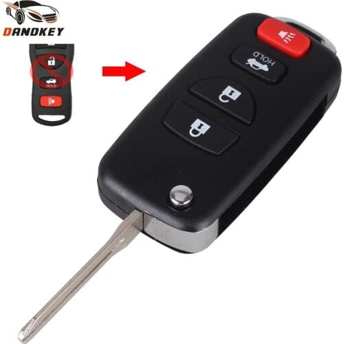 Dandkey Remote Car Key Fob 4 Button for Nissan Altima Maxima 350Z Armada 2004 2005 2006 2007 2008 2009 Car Key Case key shell