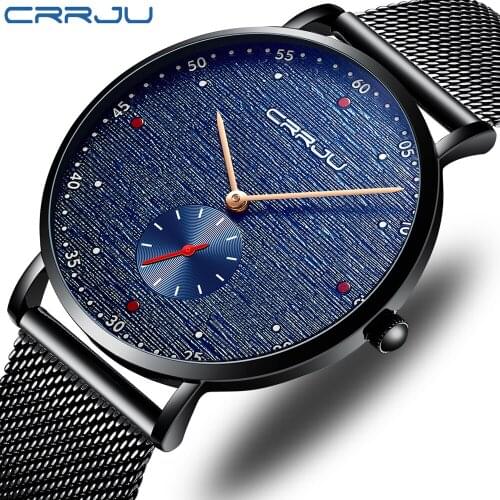 CRRJU Top Brand Luxury Mens Watches Waterproof Business Watches Man Quartz Ultra-thin Wrist Watch Male Clock Relogio Masculino