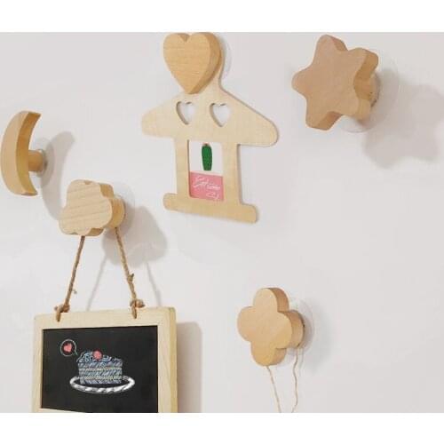 Solid Wood Star Decoration Hook Modern Creative Free Punching Cloud Moon Three-dimensional Wall Coat Hooks