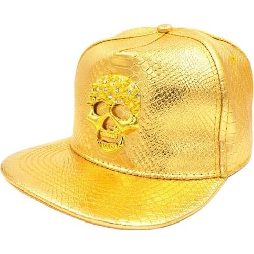 Doitbest Metal Golden Brand Skull mens Baseball Cap hip hop cap leather Snapback Hats for men women gorras hombre