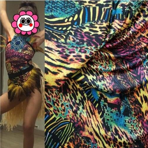 Colored Leopard Pattern Print Latin Dance Micro Fiber Stretch Cheongsam Fabric DIY Swimsuit Gymnastic Leotart Carnival Clothes