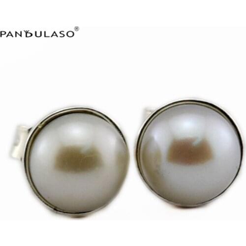 Elegant Beauty White Pearl Earrings 925 Sterling Silver Jewelry For Woman Make up Fashion Female Earrings Party Jewelry