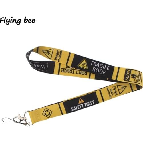 Flyingbee Do not touch my phone warning Keychain Keys Holder Phone Lanyard Women Strap Neck Lanyards for ID Card Keys X0365