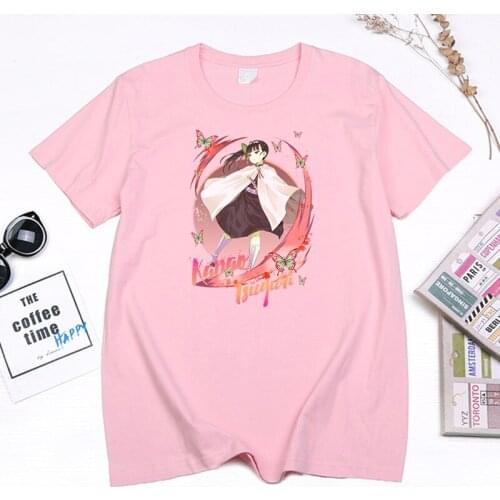 Women Men Demon Slayer Harajuku Cartoon T-shirt Kimetsu No Yaiba Anime Graphic Tshirt Vintage Fashion Ullzang Tops Tees 7 color