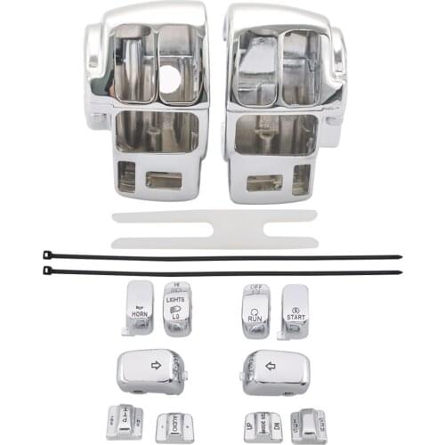 Chrome Switch Housings Switch Caps Handlebar Controls For Harley Glide Road King FLHTCU FLHTK FLTR FLTRU FLHRC FLHTCUTG FLHR