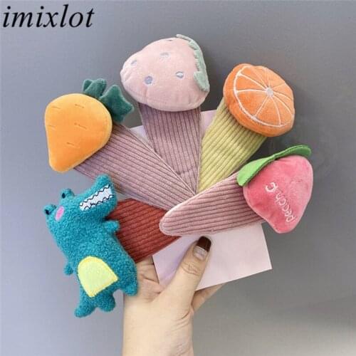 Imixlot Creative Cute Cartoon Dinosaur Fruit Hair Clip Women Girls Fashion Fabric Barrettes Forehead BB Clips Headdress Hairpins