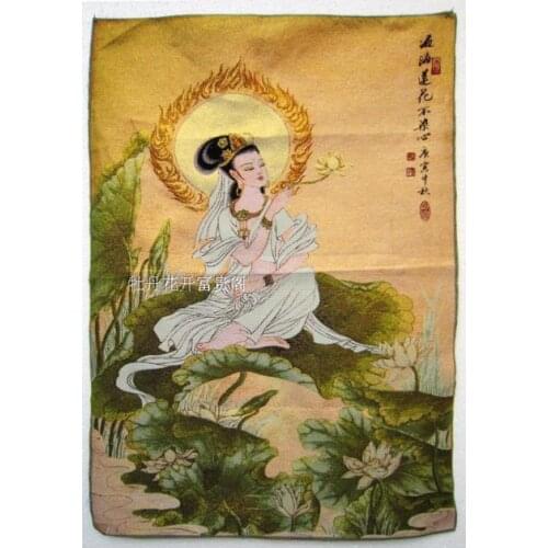 Chinese collection the Thangka embroidery Goddess of mercy diagram