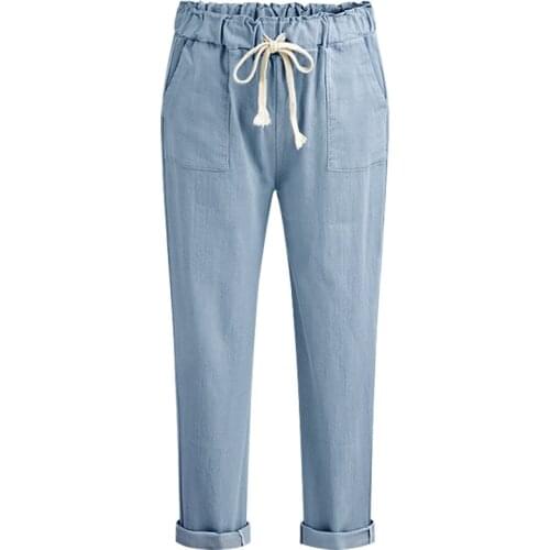 Summer Harem Pants Female Ankle Length Pants Ladies Plus Size 4XL 5XL 6XL Loose Elastic Wiast Casual Green Black Blue Trousers