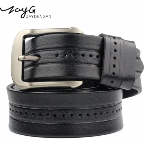 ZAYG belts fashion brand cow genuine leather belt luxury designer belts casual men for belt cowskin strap male pin buckles Jeans