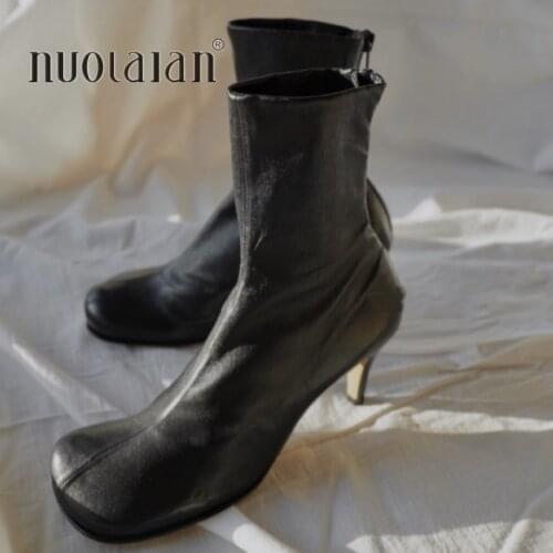 Fashion Women Boots Square Toe Sock Boots Thin High Heels Gladiator Ankle Short Booties Autumn Winter Stretch Boots High Heels