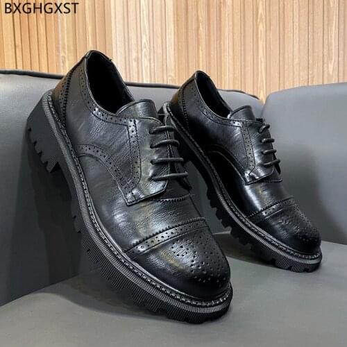 Black Wedding Shoes for Men 2021 Black Man Designer Brogues Men Dress Shoes Leather Luxury Brand Shoes Man Zapatos Hombre Sapato