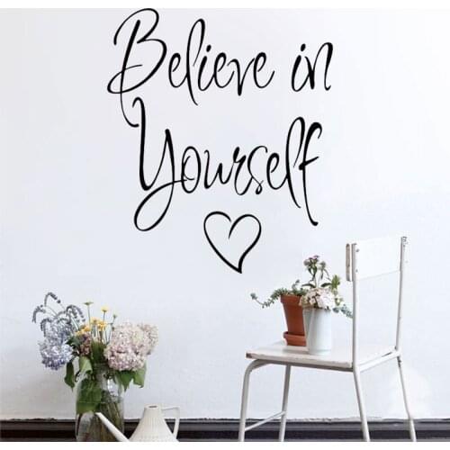 Start school season encourage children to learn 1 PCS DIY believe in yourself home decor creative quote wall decal decorative