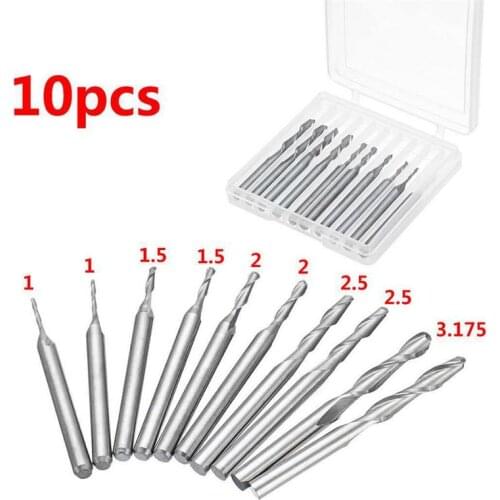 New 10pcs/set 1.0/ 1.5 / 2/ 3.175mm ball milling cutter tungsten carbide milling cutter tungsten carbide mini engraving mill