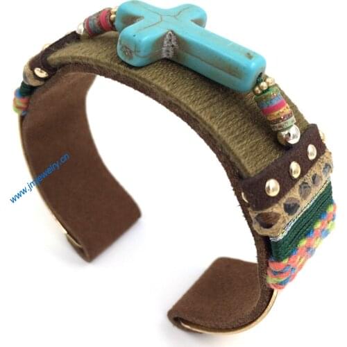 New European Jewelry Suppliers personalized crucifix charm handmade woven bracelet for women