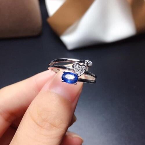 Wedding Ring Natural and Real Blue sapphire ring 925 sterling silver Fine handworked jewelry Finger rings