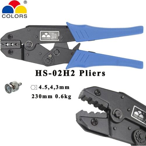 Colors HS-02H2 4.5 4 3mm Coaxial Cable Connector Crimp Pliers Multi Hand Tools Terminals Crimping 9 Inch