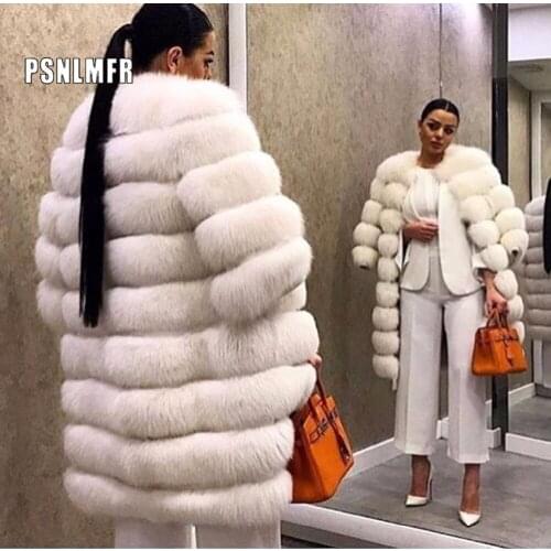 Charming Ladies Long Chunky Gorgeous Genuine Real Fox Fur Coat England Stylish Streetwear Winter Premium High-end Coat Women