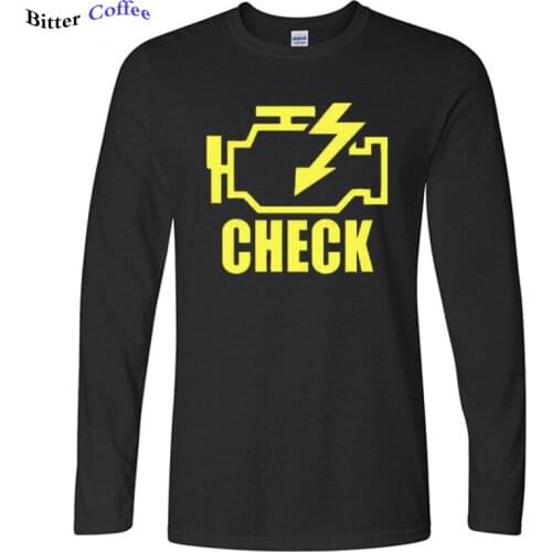 Autumn NEW Check Engine Light T Shirts Men Long Sleeve O-Neck Cotton Men Mechanic Auto Repair Tees Tops Plus Size