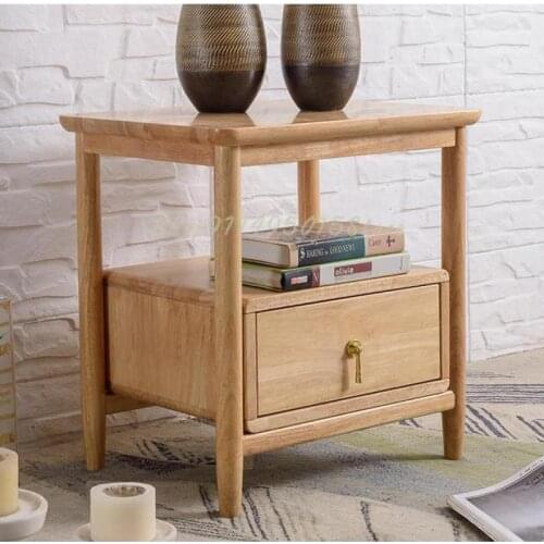 All Solid Wood Nordic Bedside Table Modern Minimalist Light Luxury New Chinese Log Hanging Ins Wind Free Installation
