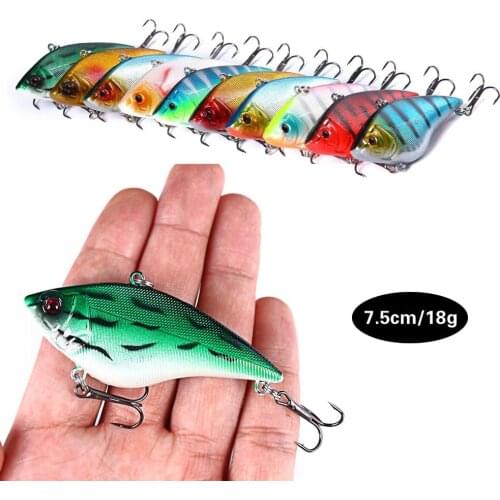 1Pcs Vib Fishing Lure 7.5cm 18g Sinking VIB Lure Artificial Wobbler Noise Lipless Crankbait for Bass Pike Full Swimming Layer