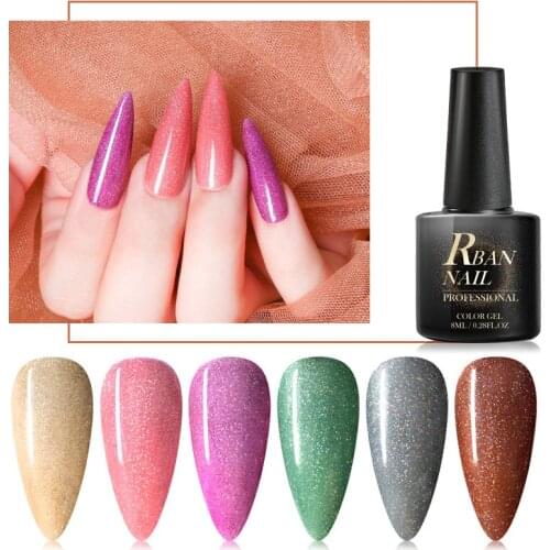 RBAN NAIL 8ml Color UV Gel Holographic Glitter Sequin Semi Permanent Soak Off Nail Art Gel Polish Varnish DIY Manicure Design