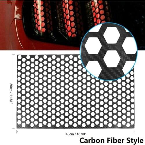 Novel-Car Rear Tail Light Lamp Stickers Honeycomb Type Decal Carbon Fiber Style 48 x 30cm