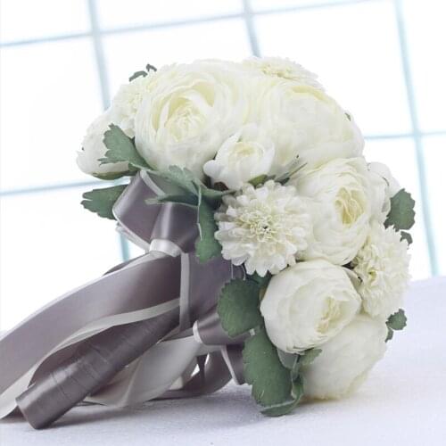 New Handmade Wedding Bridal Bridesmaid Bouquet Bride Bouquets Artificial Peony Silk Flowers Hand Holding Flower Home Decoration