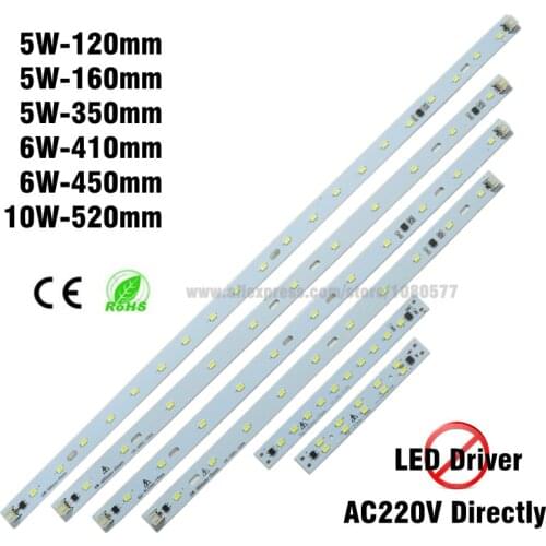 30pcs AC 220V 5W 6W 8W 10w LED Light Bar, integrated LED Driver 5730 Rectangle Aluminum LED Light Source
